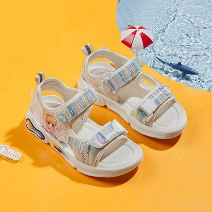 Sunshine Princess Girls Sandals Breathable Non Slip lightweight mesh TPU overlay kids summer playground sandals non-slip polyurethane sole