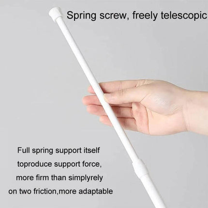 Curtain Telescopic Rod Hooks Adjustable 30-110cm Set - white spring tension rod for lightweight curtains in bathroom kitchen no-drill installation