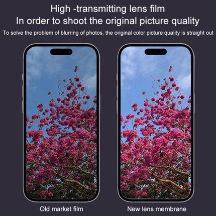Tempered Glass Camera Lens Protector For iPhone Multi Lens showing high-transmitting lens film comparison maintaining original picture quality