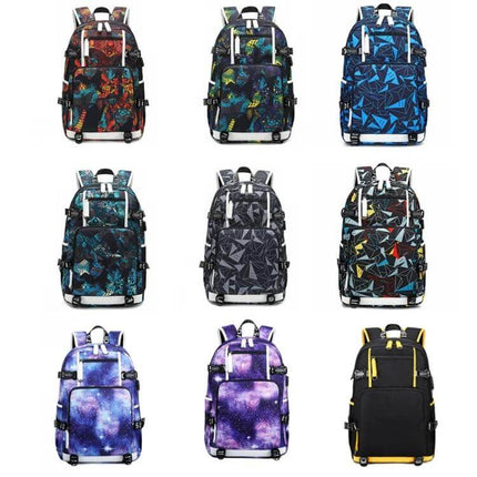 Thermal Transfer Casual Backpack for School Daily Use - nine colorful patterned lightweight water-repellent Oxford cloth backpacks