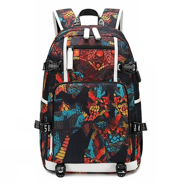 Thermal Transfer Casual Backpack for School Daily Use - colorful water-repellent Oxford cloth backpack fits 14-inch notebook and daily essentials