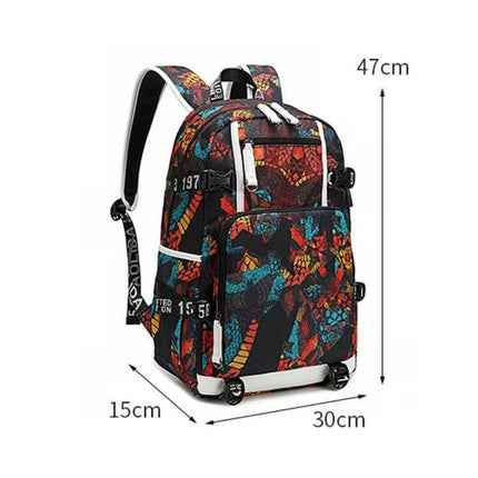 Thermal Transfer Casual Backpack for School Daily Use patterned 14-inch notebook backpack water-repellent Oxford cloth, lightweight and durable