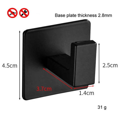 Thickened Solid Hooks No-Hole Wall Hanger For Towels And Clothes black space-aluminum no-drill hook 4.5x4.5cm compact bathroom hanger