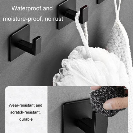 Thickened Solid Hooks No-Hole Wall Hanger For Towels And Clothes black matte waterproof space aluminum hook for bathroom and kitchen