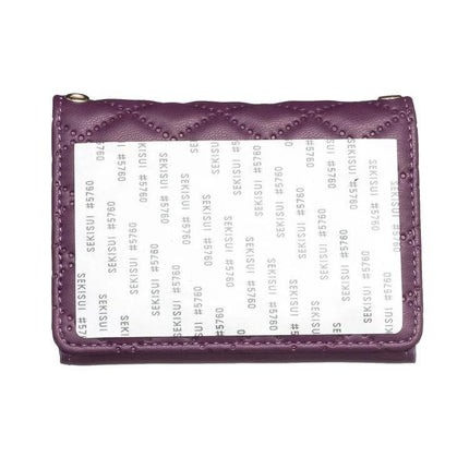Phone Back Card Holder With Metal Buckle Thin And Lightweight slim PU leather adhesive card pocket on phone case, purple