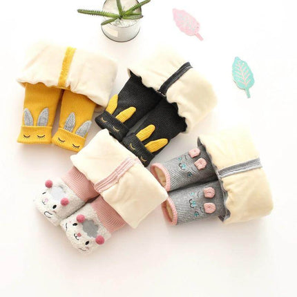 Three Layer Quilted Kids Pants For Winter Everyday Wear - cute animal knit toddler pants with plush three-layer quilted lining for ages 1–3