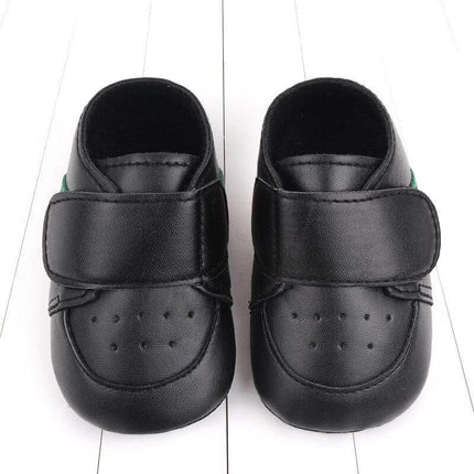 Toddler Boys Breathable Non Slip Shoes For Spring And Autumn - black low-tube PU sneakers with breathable lining and textured non-slip sole