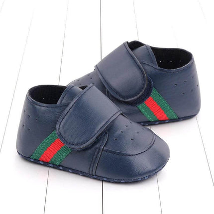 Toddler Boys Breathable Non Slip Shoes For Spring And Autumn - navy synthetic PU low-tube sneakers with breathable lining and textured non-slip sole