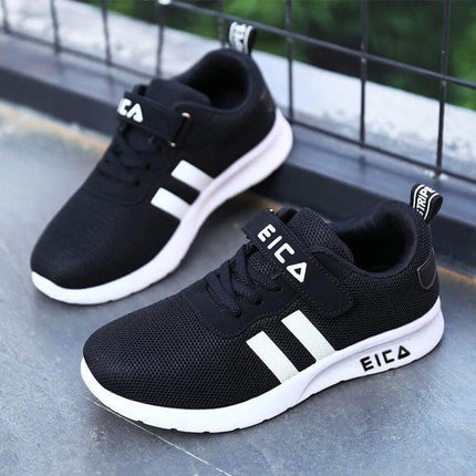 Toddler Boys Mesh Sneakers For Everyday Casual Walking Shoes – black breathable mesh toddler sneakers with white sole and easy-clean plastic outsole