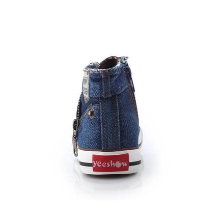 Toddler Boys Spring Canvas Shoes Casual Everyday Wear denim high-top toddler shoe, breathable low-profile canvas for preschool and park visits