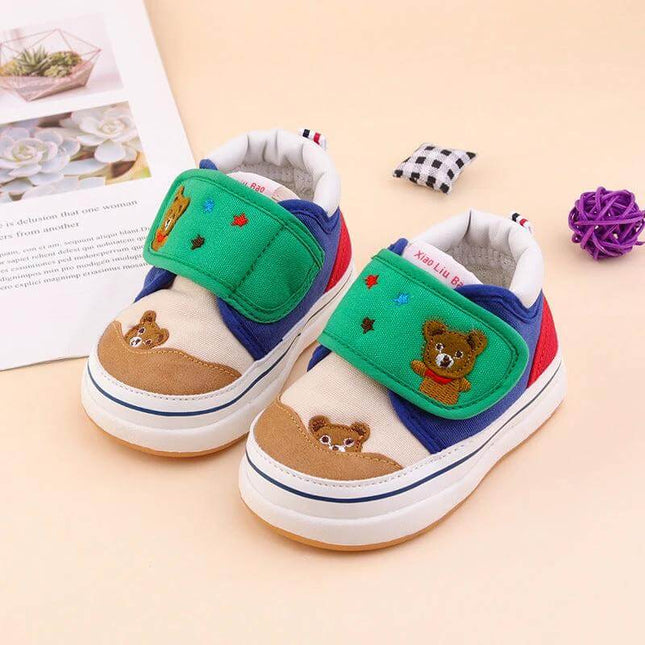 Toddler Cotton Shoes With Cartoon Graffiti For Early Walkers - breathable cotton baby shoes with non-slip PU sole, cartoon bear design for early walkers