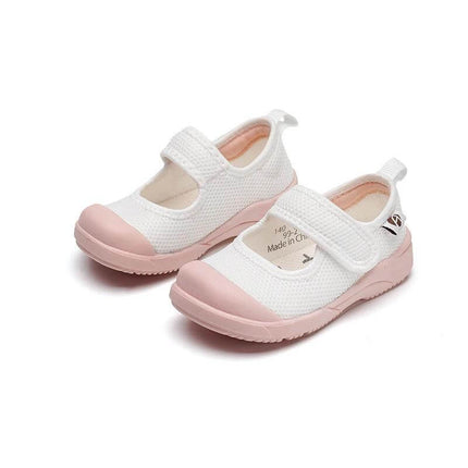 Toddler White Velcro Shoes Size 13cm Breathable Everyday - white/pink mesh Mary Jane with Velcro strap for daycare and casual play