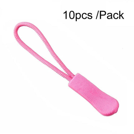 TPU Plastic Zipper Puller, 10-Pack for Jackets and Bags - pink TPU plastic head with polyester loop replacement pull
