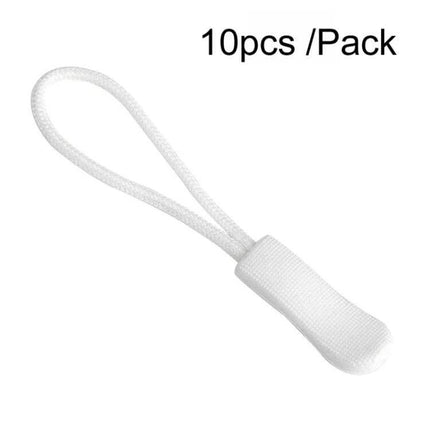 TPU Plastic Zipper Puller, 10-Pack for Jackets and Bags - white TPU loop with plastic head for replacing or color-coding jacket and bag zippers
