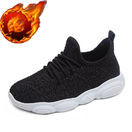 Unisex Kids Sneakers With Wear Resistant Sole And EVA Upper black knit sneaker for playground, lightweight EVA upper, wear-resistant white sole, slip-resistant, easy-clean