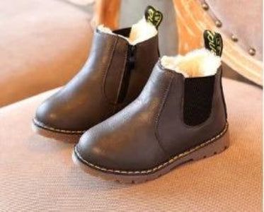 Unisex Kids Casual Shoes Sizes 13.5-22 cm Cotton And Canvas brown slip-on toddler boots with cotton lining for preschool and playground