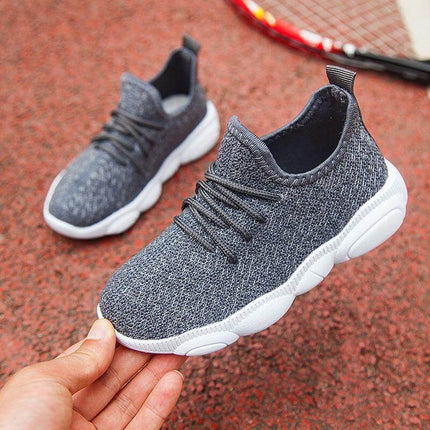 Unisex Kids Sneakers With Wear Resistant Sole And EVA Upper in grey knit, lightweight EVA upper and durable slip-resistant plastic sole for play