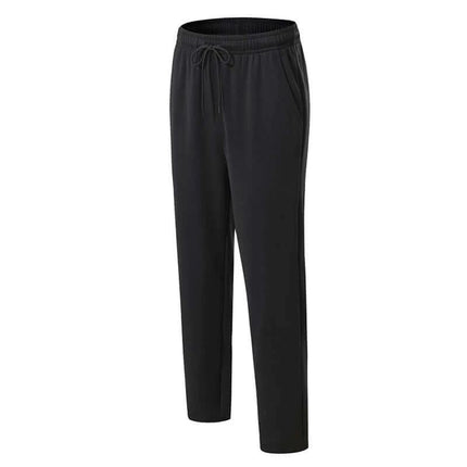 Unisex Multi Sport Running And Table Tennis Pants White - black polyester-spandex training pants with drawstring, tapered fit, breathable for running and table tennis