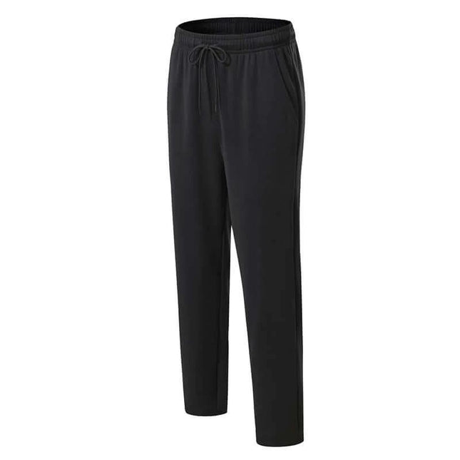 Unisex Multi Sport Running And Table Tennis Pants White - black polyester-spandex training pants with drawstring, tapered fit, breathable for running and table tennis