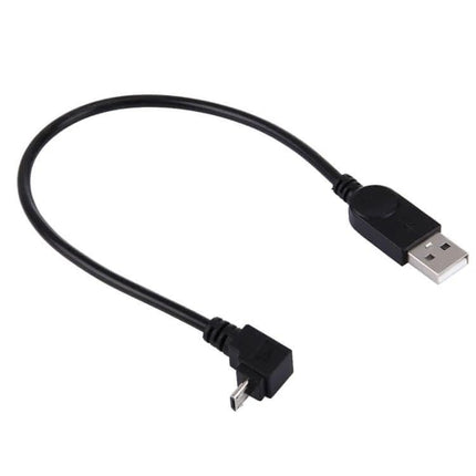 Universal Micro USB Charging And Sync Cable 90 Degree Angle - black right-angle Micro USB to USB-A short charging and sync cable