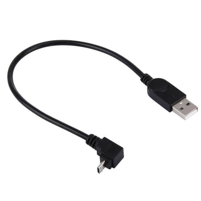 Universal Micro USB Charging And Sync Cable 90 Degree Angle - black right-angle Micro USB to USB-A short charging and sync cable