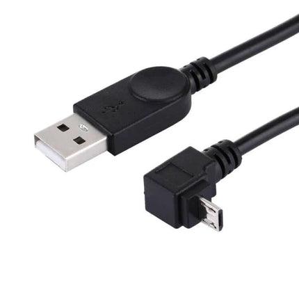 Universal Micro USB Charging And Sync Cable 90 Degree Angle - black right-angle micro USB to USB-A cable for tight spaces and reduced port strain