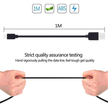 Universal Smartphone Charging And Sync Cables 5 Pack Durable - 1M black PVC cable for charging and data, durable pack use at home work and bags