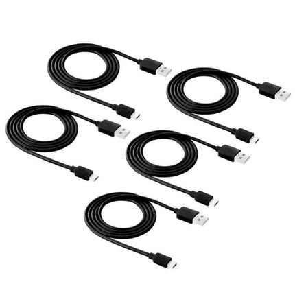 Universal Smartphone Charging And Sync Cables 5 Pack Durable - five black USB charging and data sync cables for Samsung, LG, HTC, Huawei, Xiaomi