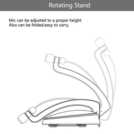 USB Condenser Microphone With Desktop Stand For Streaming showing adjustable rotating desktop stand folding positions