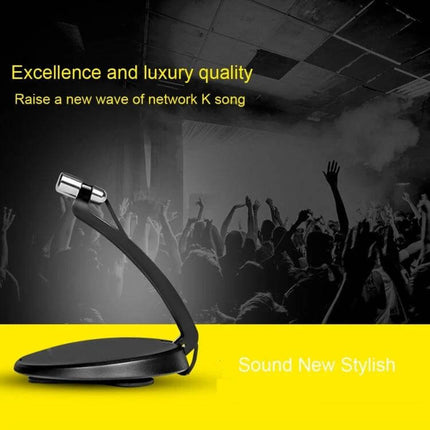 USB Condenser Microphone With Desktop Stand For Streaming on small desk, sleek black desktop stand and microphone for streaming and KTV sessions