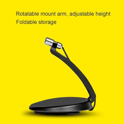 USB Condenser Microphone With Desktop Stand For Streaming shown with rotatable mount arm, adjustable height and foldable storage on small desk