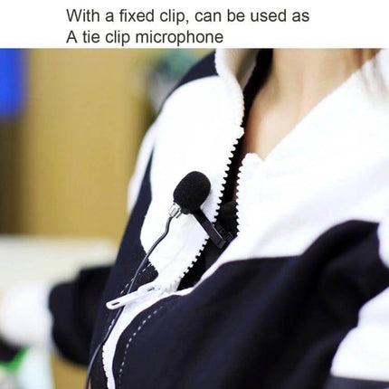 USB Condenser Microphone With Desktop Stand For Streaming - compact USB condenser lavalier clip shown attached to jacket for streaming and podcasting