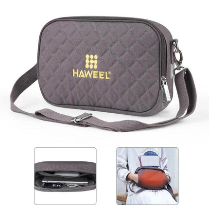 Messenger Shoulder Small Bag With Hand Warmer For Cold Days - compact quilted canvas shoulder bag with detachable USB hand warmer and adjustable strap