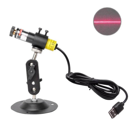 USB Power Laser Positioning Light With Holder For Precise Alignment mounted on 360° bracket with 1.5m USB cable and projected red alignment dot