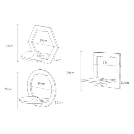 Wall Hanging Shelf For Flower Pot And Storage Square diagram with dimensions 29cm and 17-18cm shelf depth, wood-plastic board, non-marking hook, wall-mounted