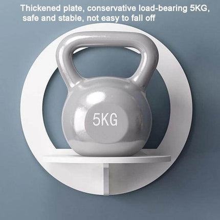 Wall Hanging Shelf For Flower Pot And Storage Square displayed holding a 5KG kettlebell to show thickened plate load capacity