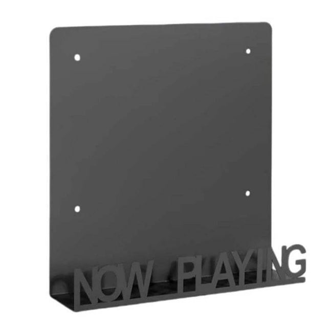 Vinyl Record Storage Wall Mounted Display Rack Iron black metal 'NOW PLAYING' design compact 25x25x6 cm wall-mounted record holder