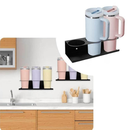 Wall-Mounted Water Bottle Rack 2-Pack For Home Kitchen Use - slim iron wall-mounted cup holders storing insulated mugs to free counter space