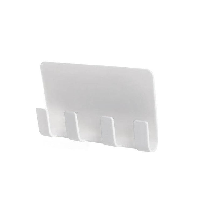 Wall-Mounted Phone Charging Stand With Strong Adhesive white polypropylene hook-style holder for phone and cable, 11.9 x 7 cm, compact wall mount