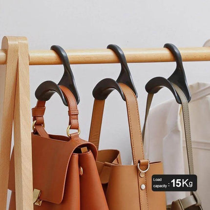 Wardrobe Hat and Scarf Hanger Set, 5-Pack Storage Hooks hanging bags on a wooden rod, space-saving PP hooks, 15kg load capacity