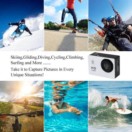 Waterproof Action Sports Camera With 30m Dive Case - 1080p, 140° wide-angle, 2.0" LCD for snorkeling, cycling, surfing and adventure sports