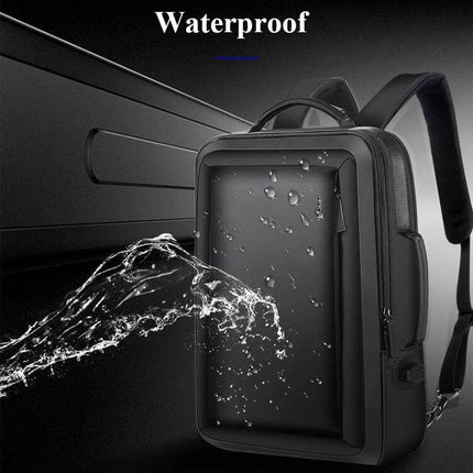 Laptop Backpack for Work With Anti-Theft Pocket for Daily Commutes - waterproof black commuter backpack with water splash, anti-theft back pocket and USB port