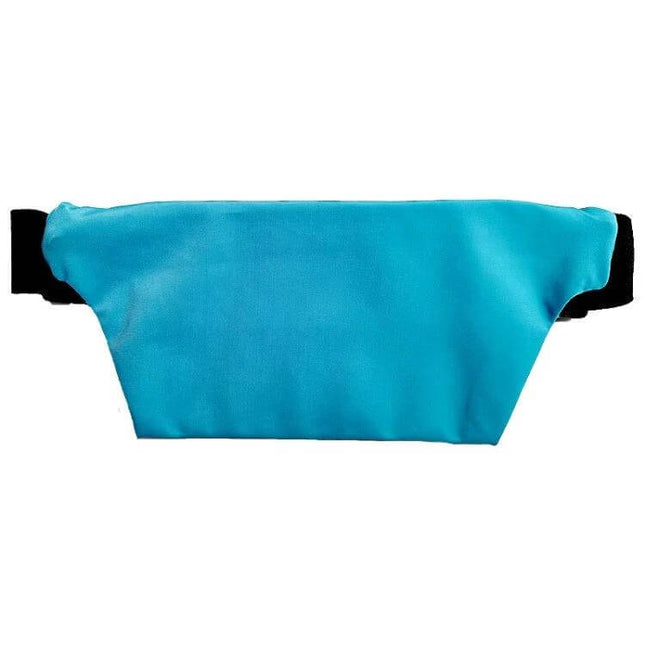 Cell Phone Waist Pack Waterproof for Outdoor Running in teal Lycra with touch-screen window, secure breathable embossed finish for runners