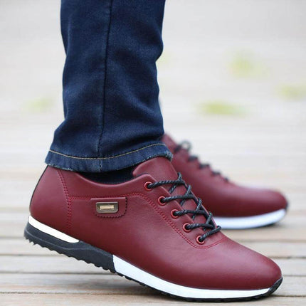 Waterproof Tooling Sneakers With PU Upper For Everyday Work in burgundy with slip-resistant rubber sole for mechanics and technicians