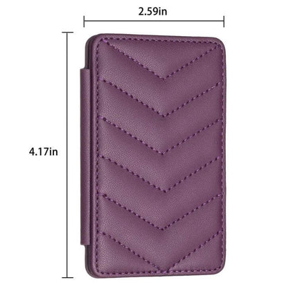 Wave Pattern Card Bag For Phone With Card Slots Everyday Use – purple slim PU leather adhesive card pocket with magnetic snap, 2.59x4.17in