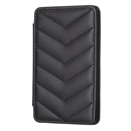 Wave Pattern Card Bag For Phone With Card Slots Everyday Use slim black PU leather card holder with magnetic snap and adhesive back