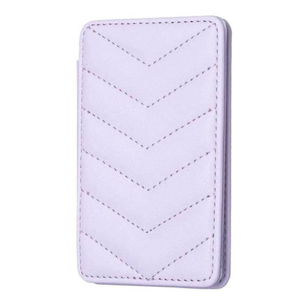 Wave Pattern Card Bag For Phone With Card Slots Everyday Use slim lavender PU leather phone card holder with magnetic snap and adhesive back