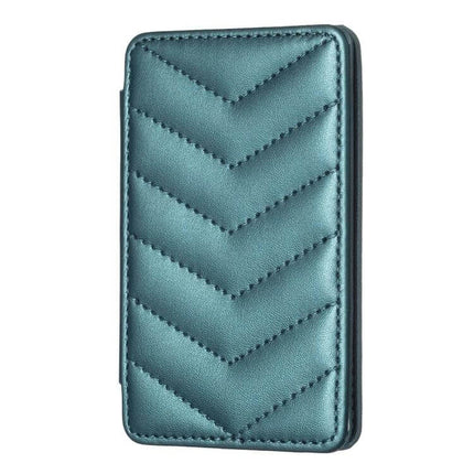 Wave Pattern Card Bag For Phone With Card Slots Everyday Use - teal PU leather slim card wallet with magnetic snap and adhesive back