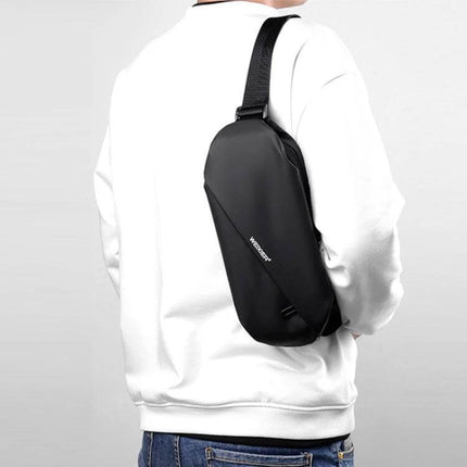 Weixier Waterproof Waist Bag Black For Everyday Use — black waterproof oxford crossbody sling holding phone, keys, wallet for commuting, travel