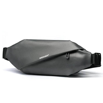 Weixier Waterproof Waist Bag Black For Everyday Use - sleek black waterproof oxford waist bag holding phone, keys, wallet and earphones, compact 36x15x5cm
